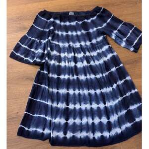 Studio West 1X Blue Tie Dye Off Shoulder Peasant Dress Boho Rayon